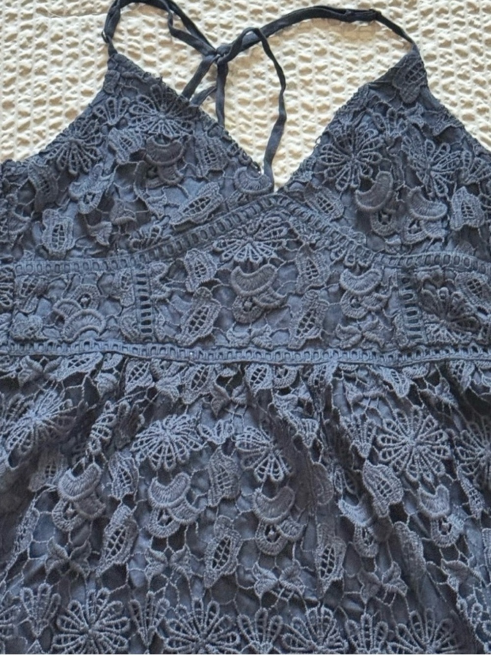 Hollister Navy Floral Lace Spaghetti Strap Dress - Picture 2 of 4
